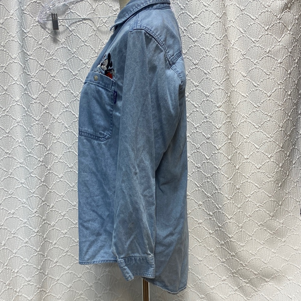 Mickey Unlimited small Denim Shirt with Mickey & Minnie kissing vintage‎ unisex - Picture 6 of 13